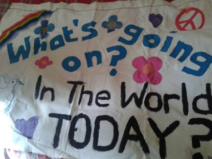 Banner with "What's Going on in the World Today?"